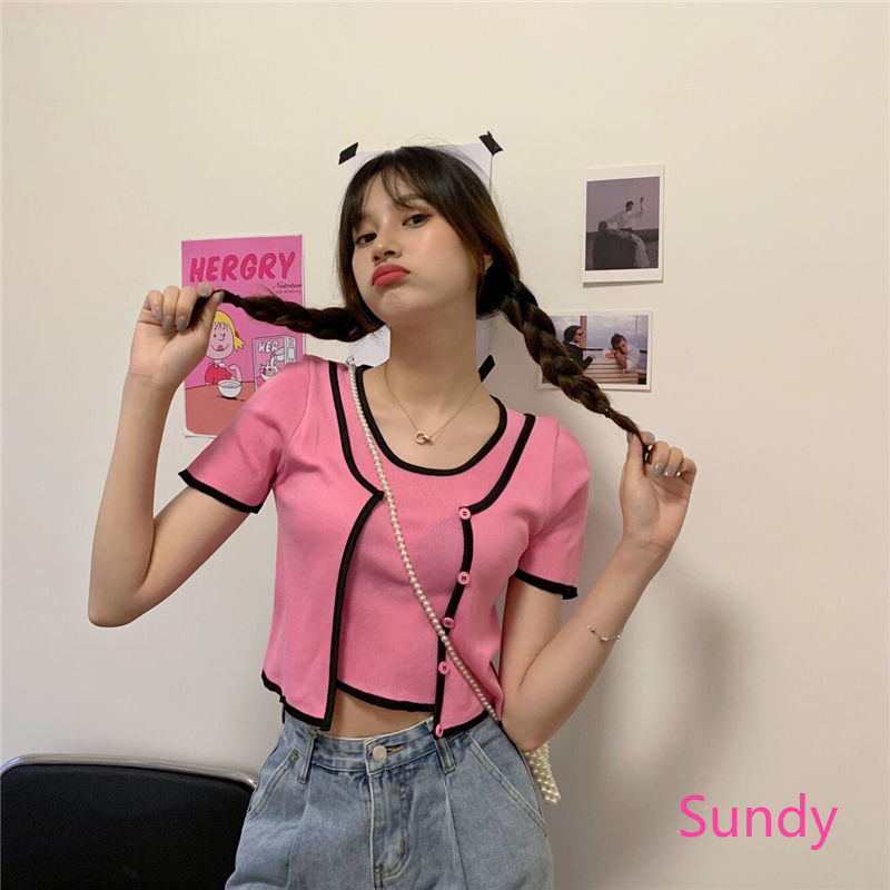 Áo Kiểu Tay Ngắn Dáng Ôm Thời Trang Hè Cho Nữ