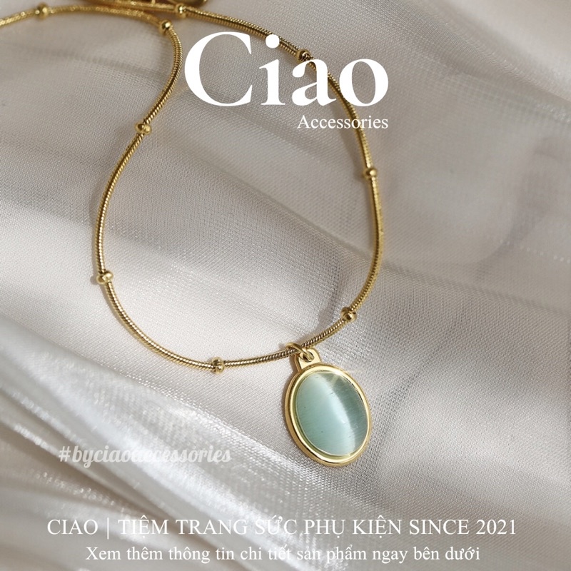 [HOẢ TỐC 1H] Dây chuyền/ Vòng cổ titan không gỉ thiết kế đính đá xanh tinh tế Queen Sea Ciao
