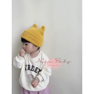 Mũ len dệt kim màu trơn hai tai cho bé 6m-3y ML51 Nana Baby