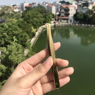 1 cặp Nhíp nối mi vàng cao cấp thẳng và cong