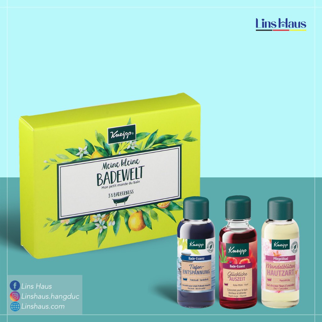 Set 3 chai tinh dầu tắm bồn thư giãn cao cấp Kneipp Meine Kleine Badewelt 20ml