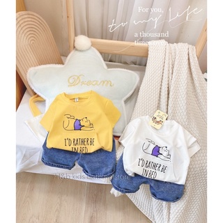 Set áo thun gấu kèm quần jeans cho bé trai KAYN đồ bộ bé trai