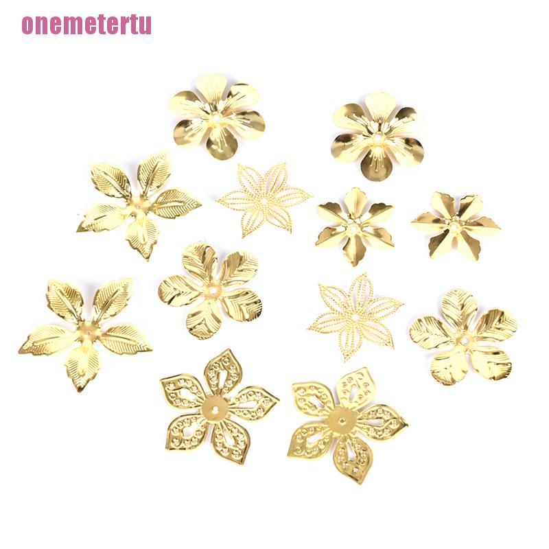 Set 50 charm chạm lộng kim loại hình hoa cổ điển dùng để làm đồ trang sức thủ công