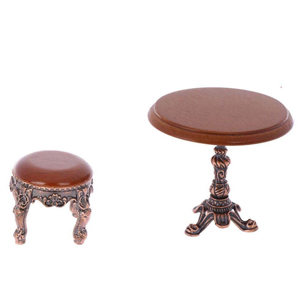 Mô Hình Bàn Ghế Đẩu Cà Phê Tỉ Lệ 1 / 12 Dùng Trang Trí Nhà Búp Bê