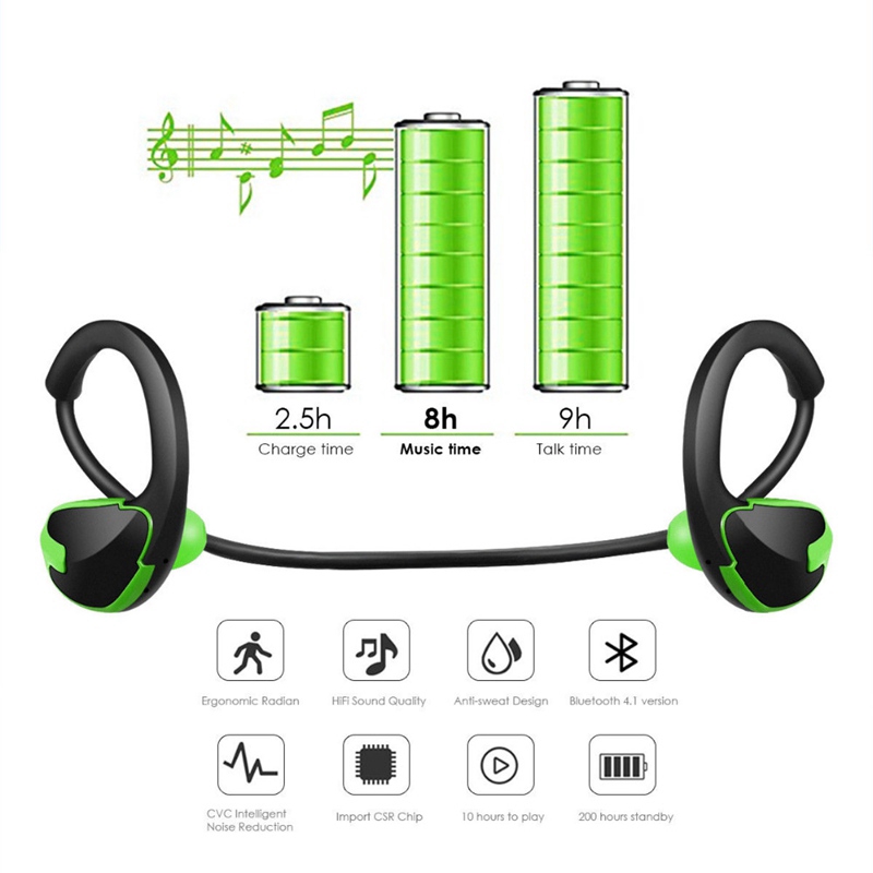 Tai nghe thể thao không dây đeo cổ kết nối Bluetooth 5.0 chống mồ hôi thời gian sử dụng dài 10 giờ