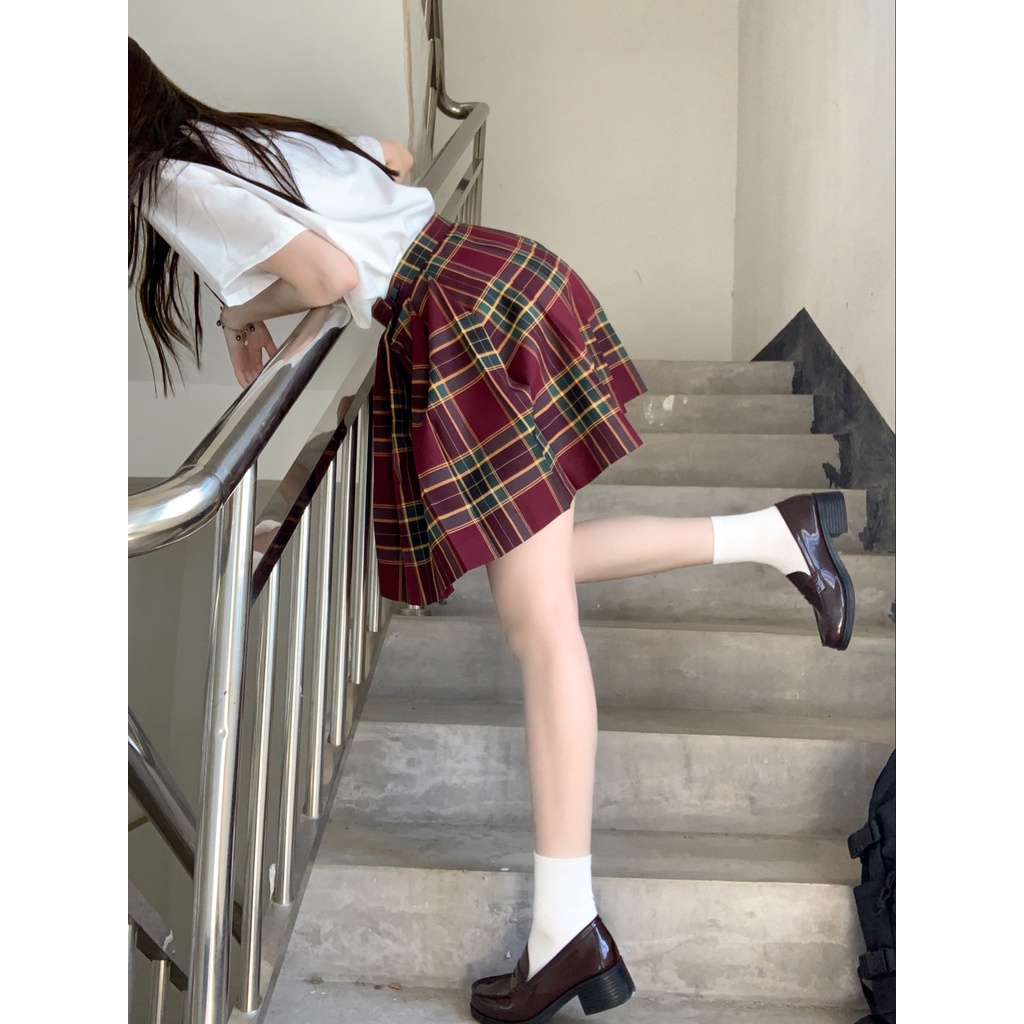 Hormones chân váy xếp ly tennis caro dáng ngắn vintage Thời Trang ulzzang Nhật Bản