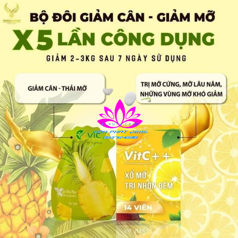 [Kẹo Dứa Plus 7 viên + Xổ Mỡ 14 viên]Bộ Đôi Giảm Cân Giảm Mỡ Dành Cho Cơ địa Khó Giảm