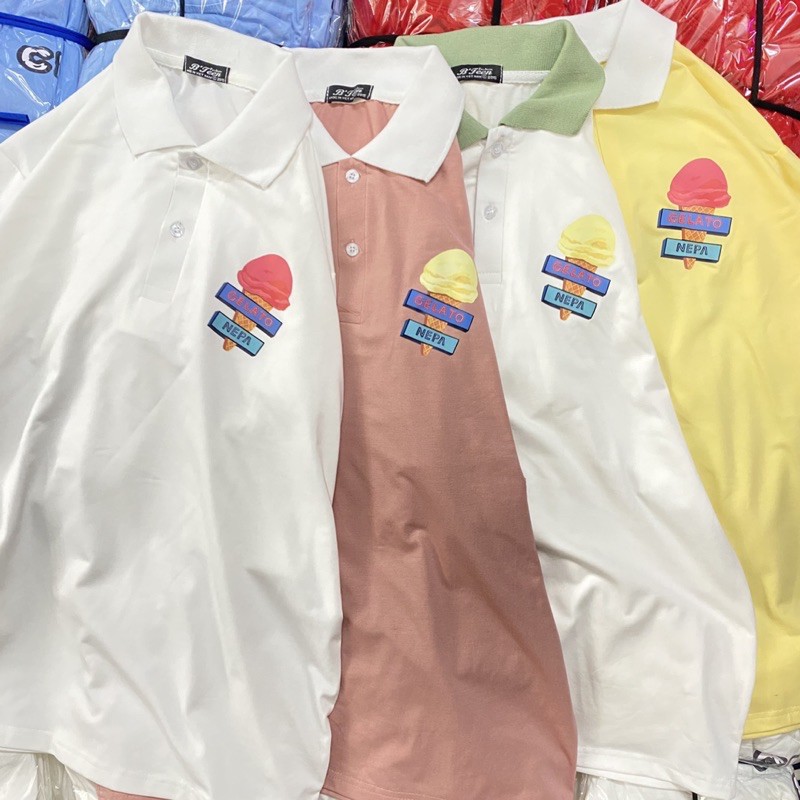 [ HÌNH THẬT ] Áo Polo tay lỡ ICE CREAM Unisex