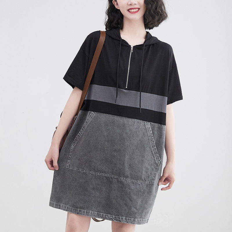 D356 váy bigsize freesize màu sắc trẻ trung có mũ kết hợp chân váy jean thời trang