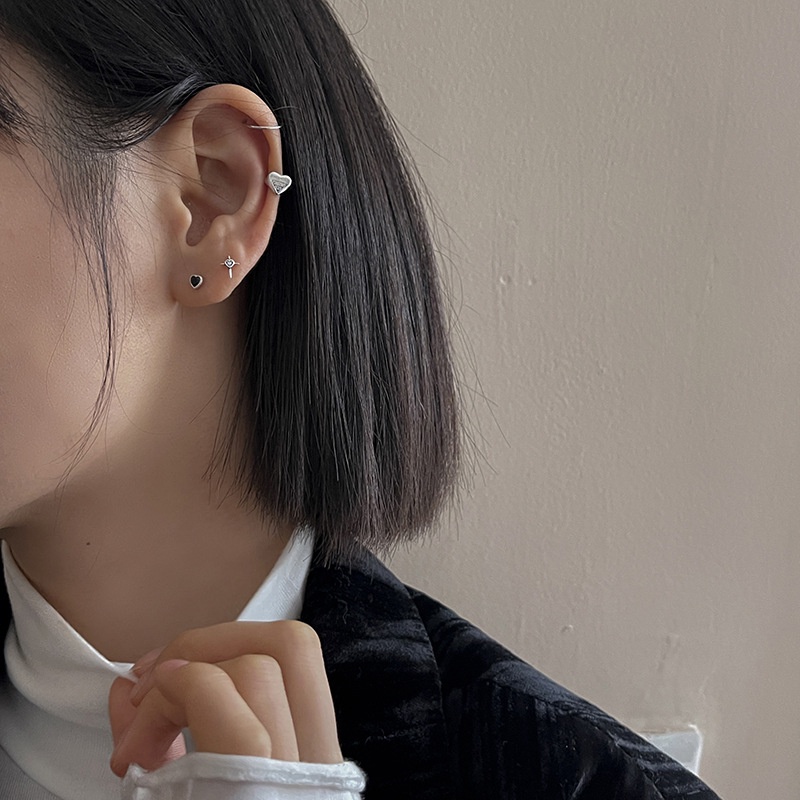 Bông Tai Mạ Bạc 925 Hình Trái Tim Phong Cách Retro Cho Nữ