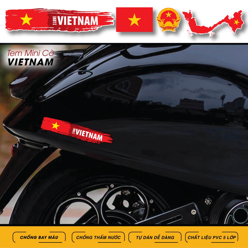 Tem Dán Xe Mẫu Cờ Việt Nam Sticker Cờ Tổ Quốc, Logo Đảng Dán Cho Xe Máy thumbnail