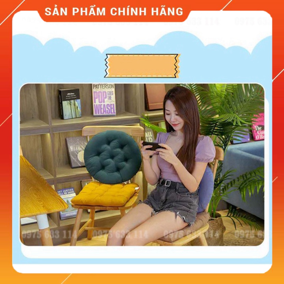 Đệm ngồi bệt FREESHIP Nệm tròn 40x40 vải đũi CAO CẤP hàng dày dặn dùng decor cực xinh