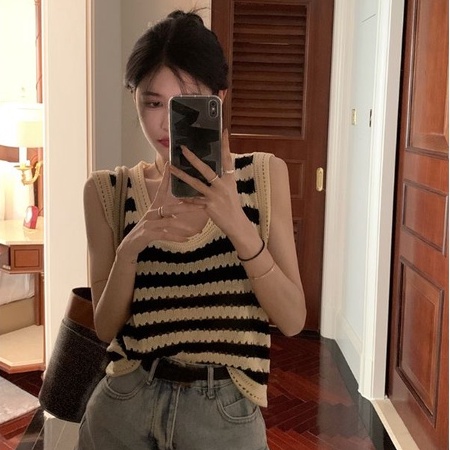 Áo Thun Croptop Ba Lỗ Chất Len Dệt Kim Quảng Châu Cao Cấp