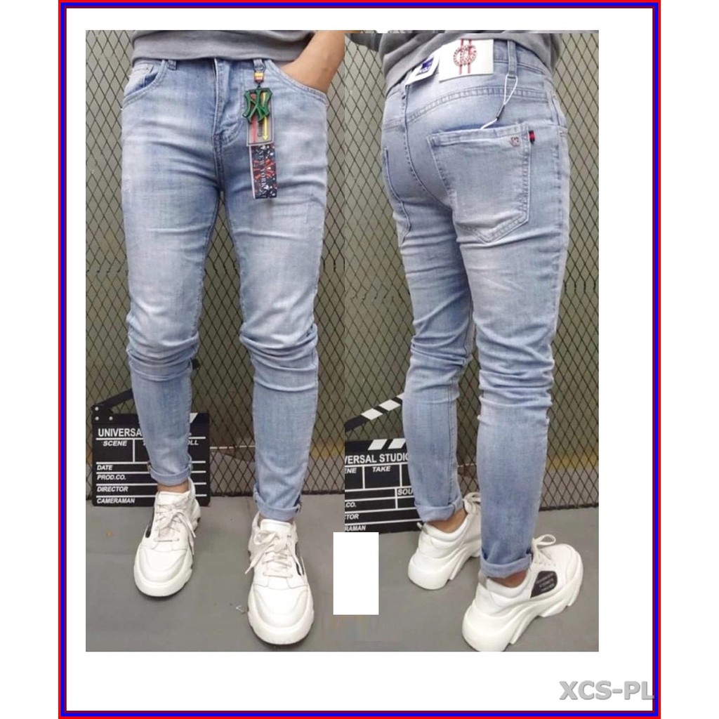 Quần jean nam cao cấp xanh bạc xước nhẹ 5678 không xù lông, không ra màu, chất giãn tốt 5n.3.100