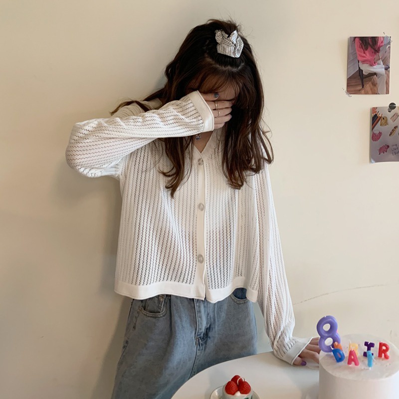 Áo Khoác Cardigan Dệt Kim Tay Dài Cổ Chữ V Dáng Rộng Thời Trang Cao Cấp