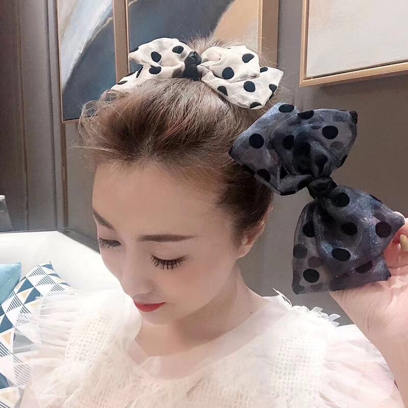 Kẹp Tóc Nơ Bản Lớn Phối Họa Tiết Ngọt Ngào Cho Nữ Phong Cách Thời Trang Hàn Quốc
