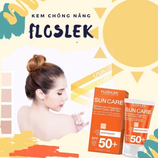 Combo kem chống nắng 50ml và serum re vita C 30ml Floslek làm sáng đều màu da - bảo vệ da trước tia cực tím - Chính hãng