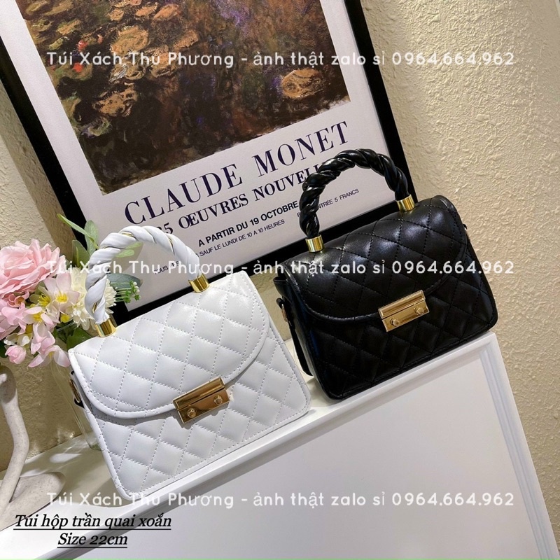 Túi đeo chéo, cầm tay trần ô quai xoắn hình hộp, khoá bấm kiểu dáng thời trang hàn quốc (hàng chuẩn hình)