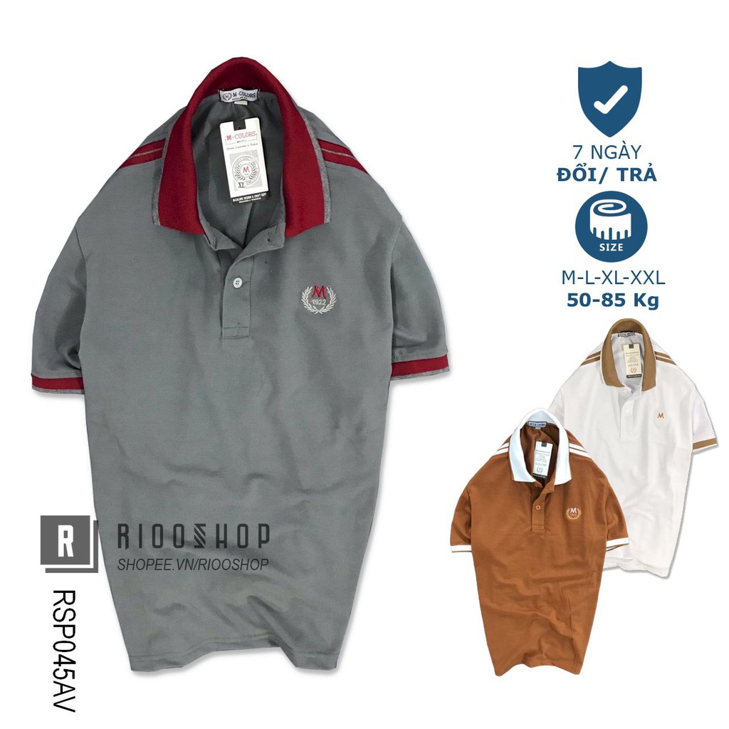 Áo phông nam có cổ đẹp phối viền tinh tế M1922 RSP045AV - áo thun nam ngắn tay Riooshop