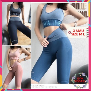 bộ đồ tap gym nữ lửng nâng mông kiểu dáng body, đồ tập yoga hàn quốc màu sắc trẻ trung -CR112