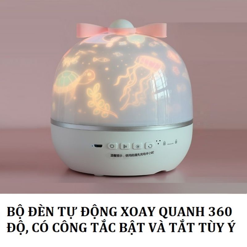 Đèn ngủ mặt trăng 3d vũ trụ ngàn sao chiếu sao bay lơ lửng để bàn tự xoay thông minh cao cấp ✅