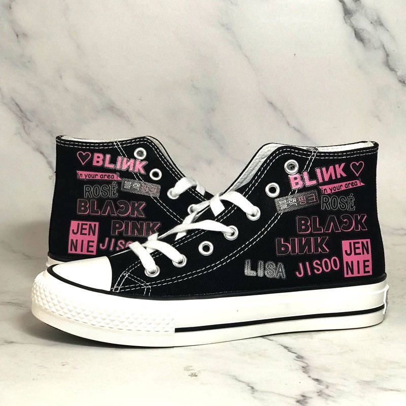 Giày Vải Canvas Cổ Cao Mẫu Mới Mùa Hè 2021 BLACKPINK Peripheral Cheer Cổ Cao Cho Nữ
