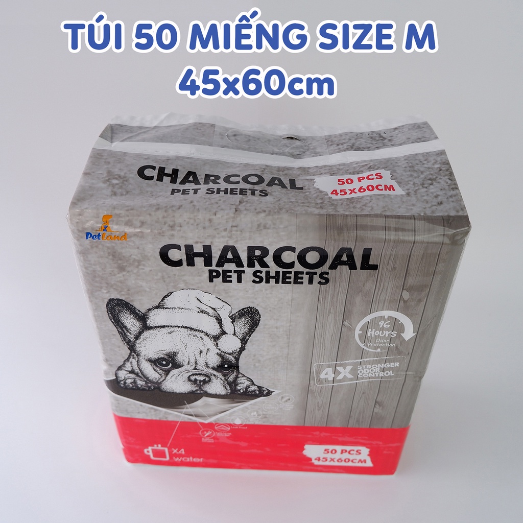 Túi tã lót chuồng charcoal cho chó, thú cưng, mèo, lót lồng khay vệ sinh, sàn xe  cỡ S 33x45, M 45x60