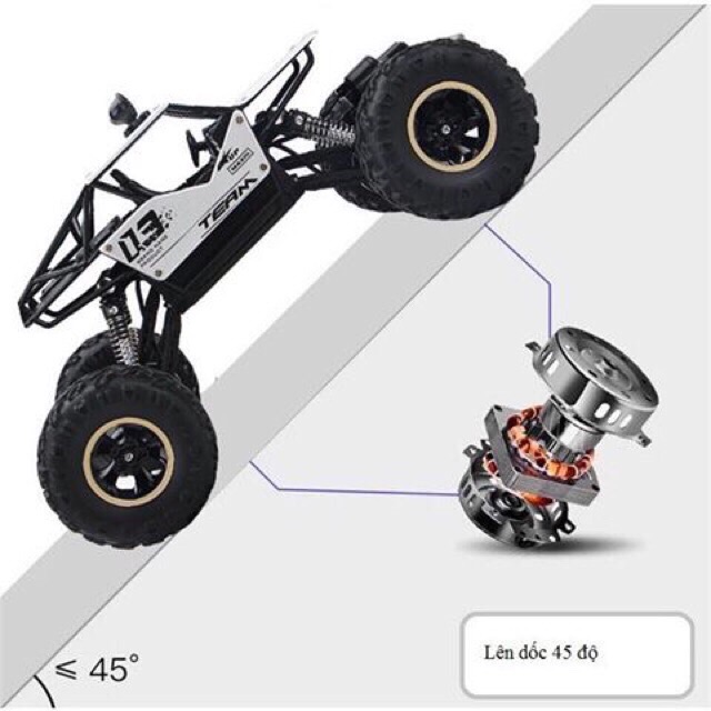 Xe địa hình điều khiển chạy trên đá tỷ lệ 1:16( khung sắt,bánh lốp, pin sạc]