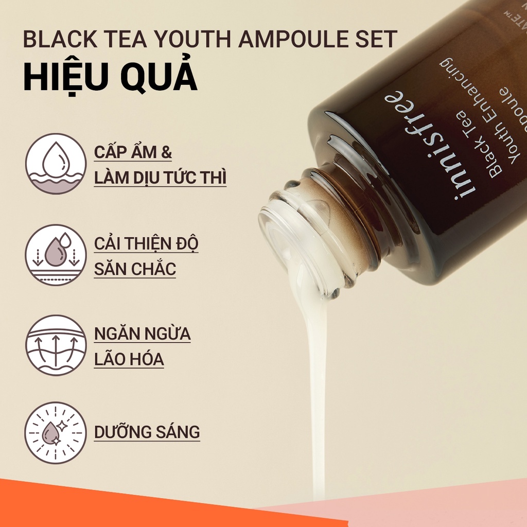 Bộ phục hồi da chuyên sâu và ngăn ngừa lão hóa trà đen innisfree Black Tea Youth Ampoule Set