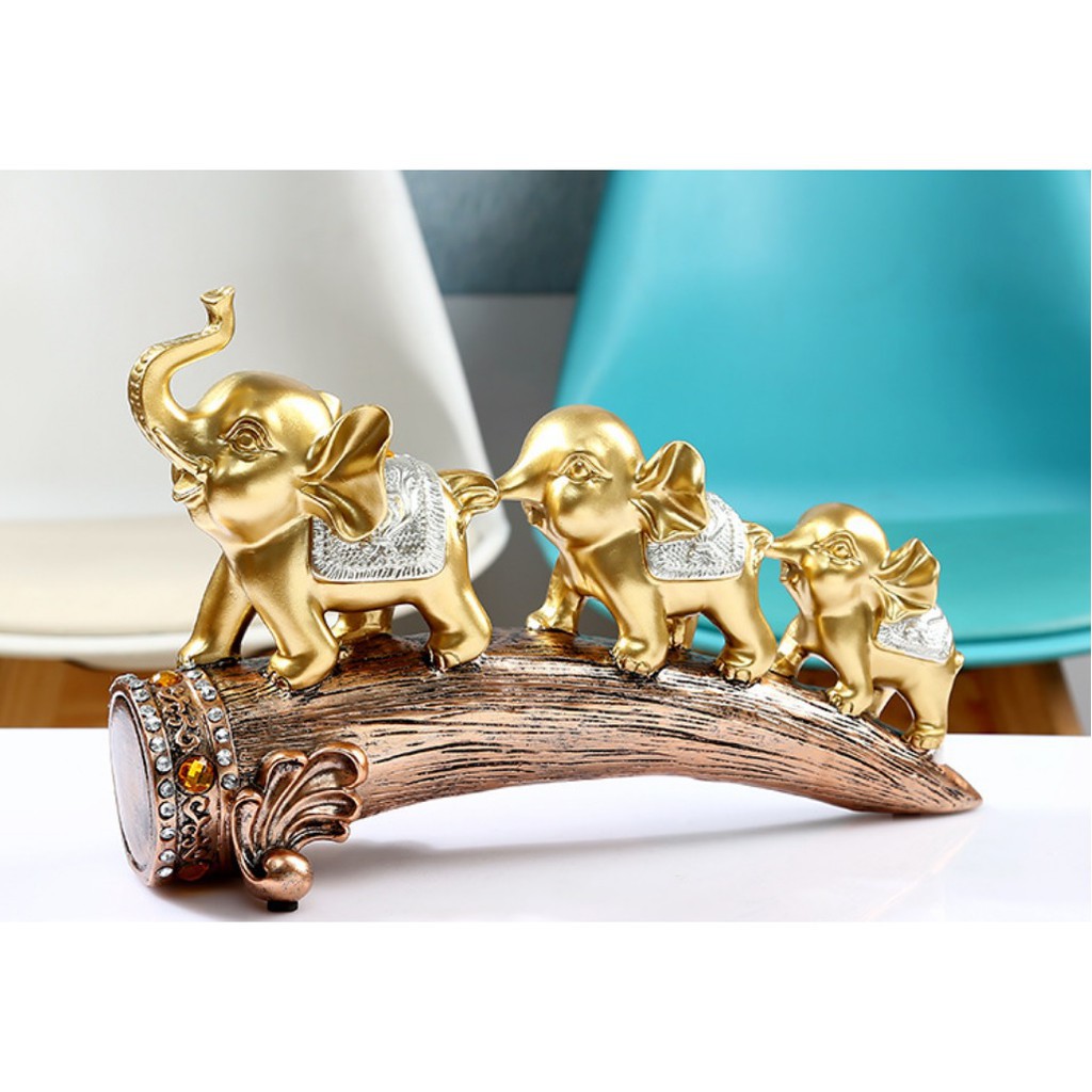 Tượng trang trí phòng khách, Tượng decor nhà Ba Chú Voi - Trang Trí Nội Thất Cao Cấp