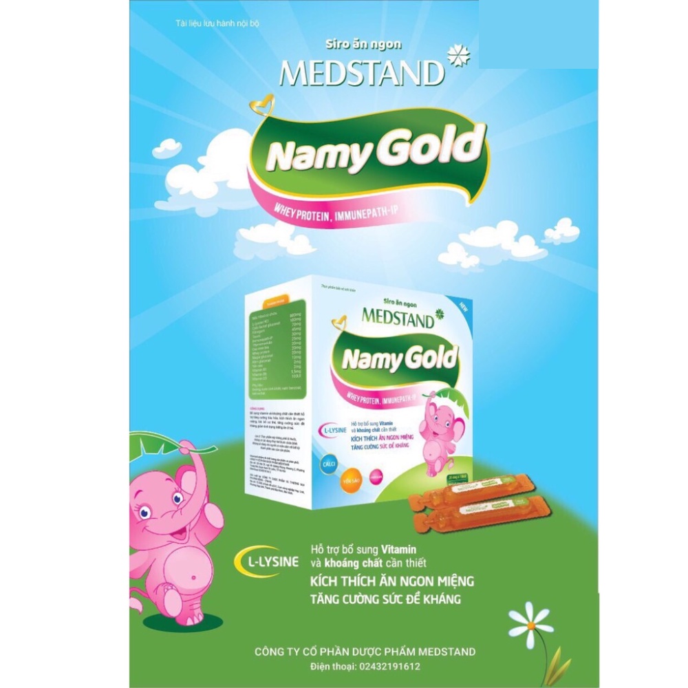 Ống uống kích thích ăn ngon cho bé Siro Namy Gold- Hộp 20 ống