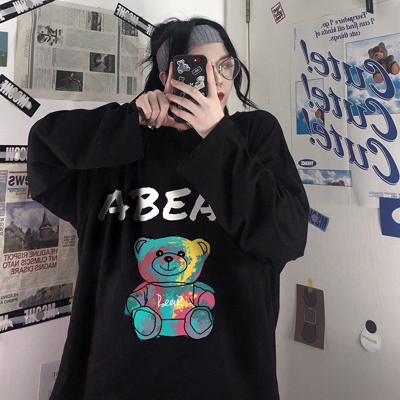 Áo thun tay dài form rộng Abear NEKO.SG, Áo thun Streetwear ulzzang SWT23