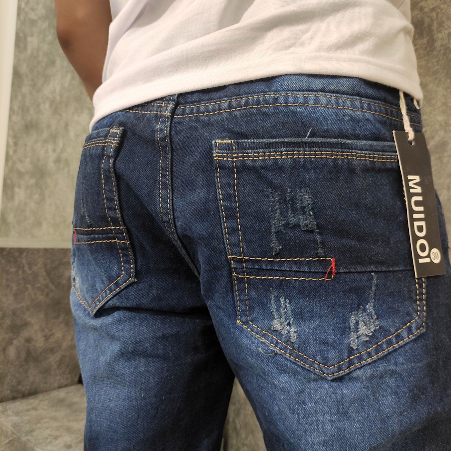 [Mã SKAMSALEP6 giảm 10% TỐI ĐA 100K đơn150K] Quần jean nam xanh đen ống suông cào rách TL150 Shop Thành Long | BigBuy360 - bigbuy360.vn