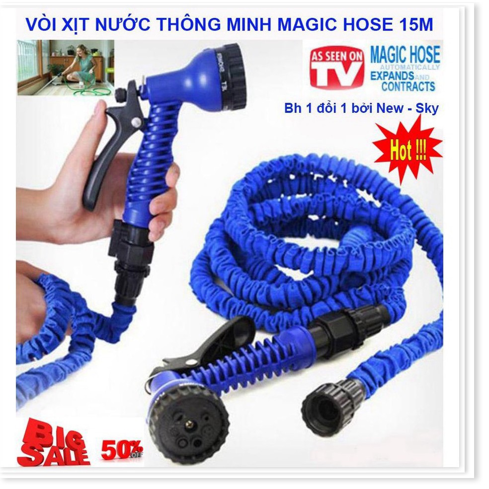 Vòi Tưới Rau - Vòi Xịt Nước Giãn Nở Thông Minh Cao Cấp Dài 15M, Dây Bơm Nước Co Giãn