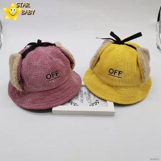 Mũ lông nhung mềm mại bịt tai giữ ấm thêu họa tiết chữ thời trang mùa đông đáng yêu cho bé