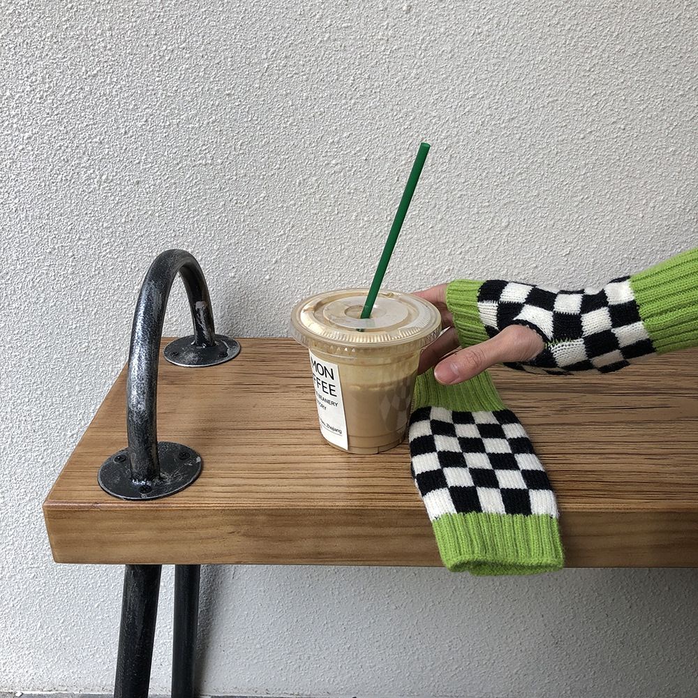 Găng tay hở ngón dệt kim mềm dày co giãn thoáng khí nhiều màu phong cách thu đông cho nam và nữ