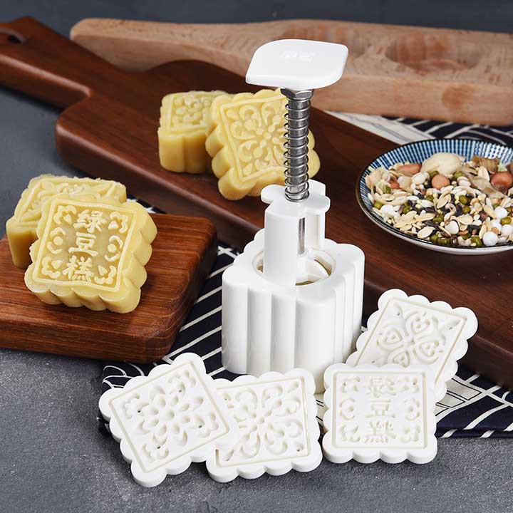 Khuôn Làm Bánh Trung Thu 4 - 6 Mặt Vuông 100g - 125g
