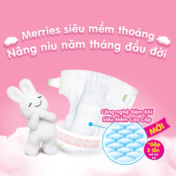 Tã/Bỉm quần/dán Merries mẫu mới size NB82/S76/M60/M64/L50/XL44/XXL28