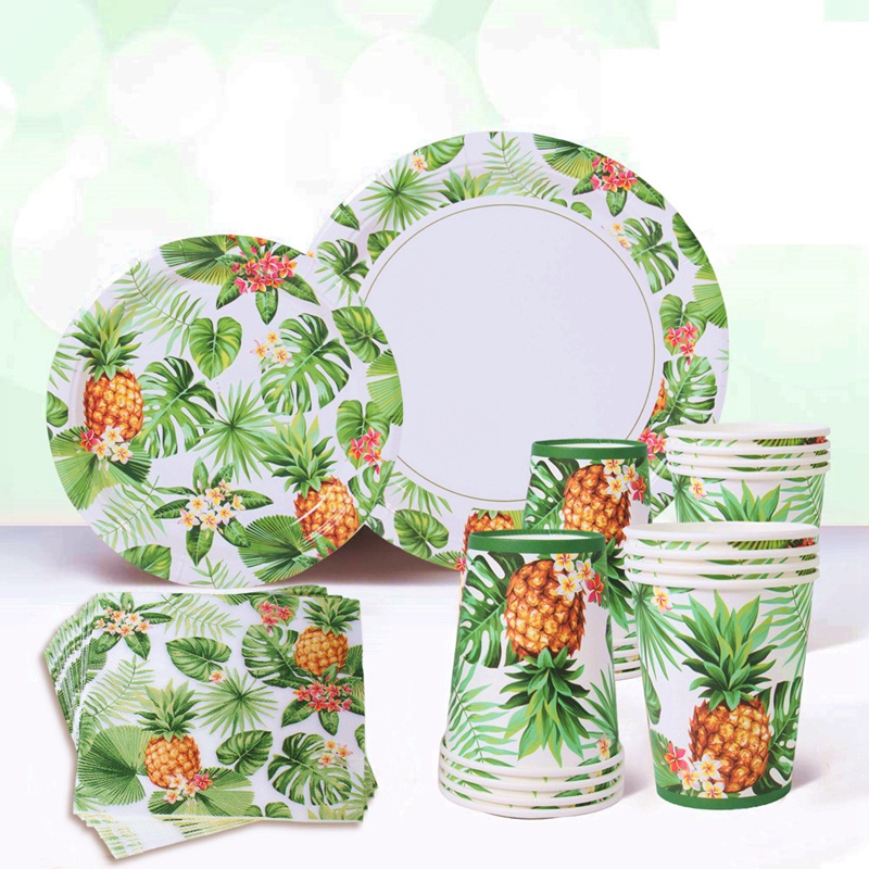 Bộ Dụng Cụ Bàn Ăn Bằng Giấy Dùng Một Lần Họa Tiết Lá Cọ Phong Cách Hawaii Độc Đáo Cho Tiệc Sinh Nhật