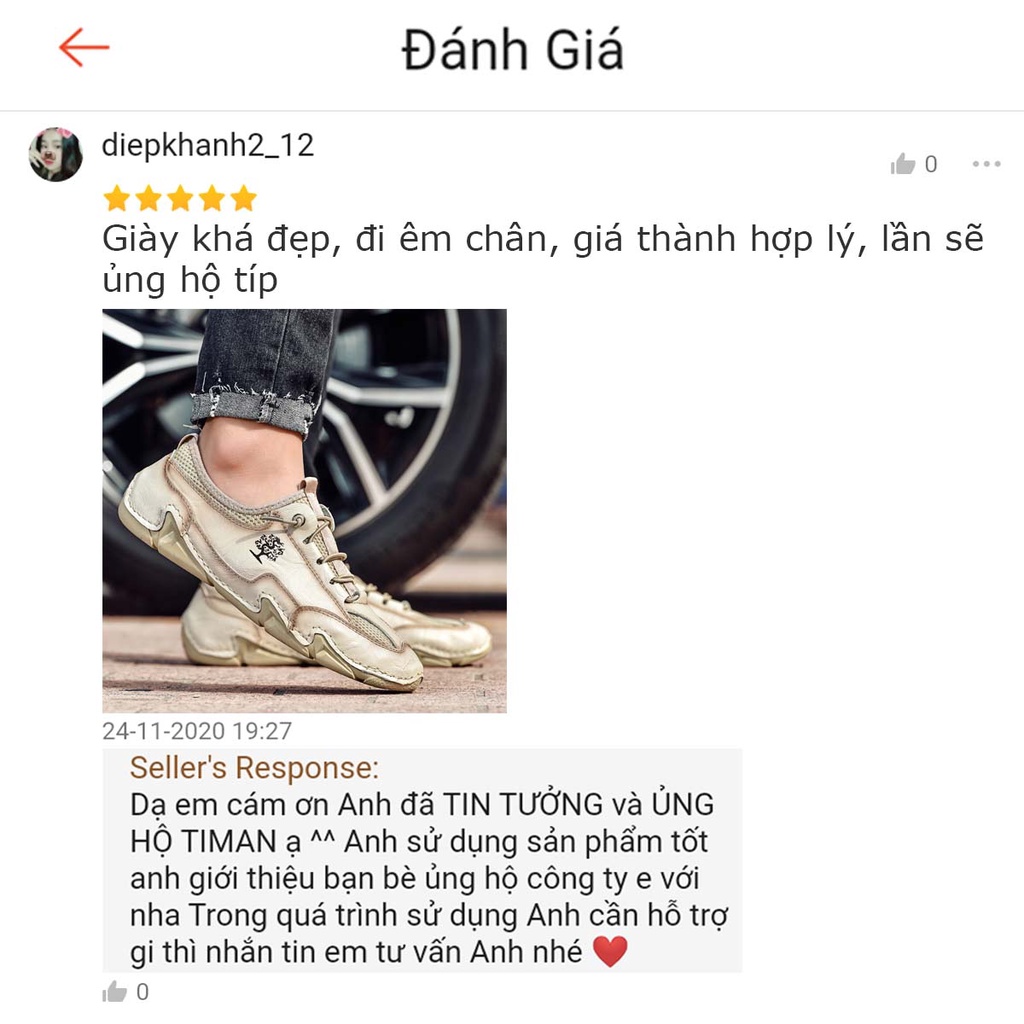 Giày da nam cột dây, giày da nam TIMAN GD01 êm chân sang trọng bảo hành 1 năm