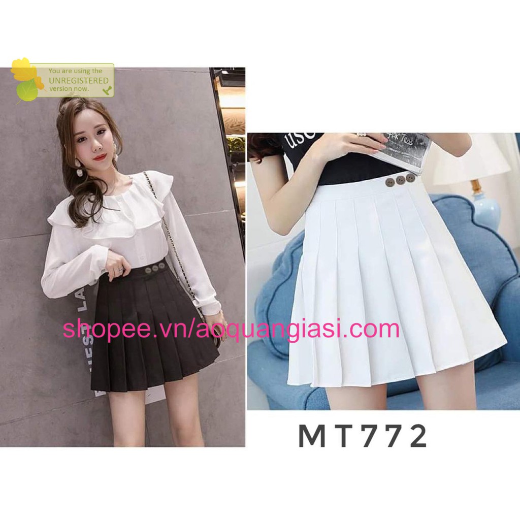 Chân váy xếp li tennis AQGS khoen chân 2 màu đen, trắng size S,M,L MT953, mt952, mt886, mt772, mt773, mt597, mt798