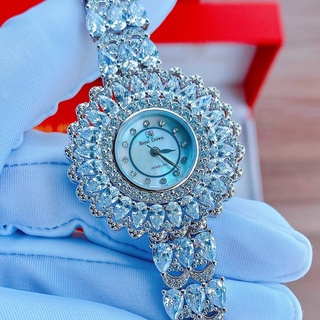 Đồng Hồ Nữ Royal Crown Hoa Tuyết Đính Đá 36mm Xách Tay