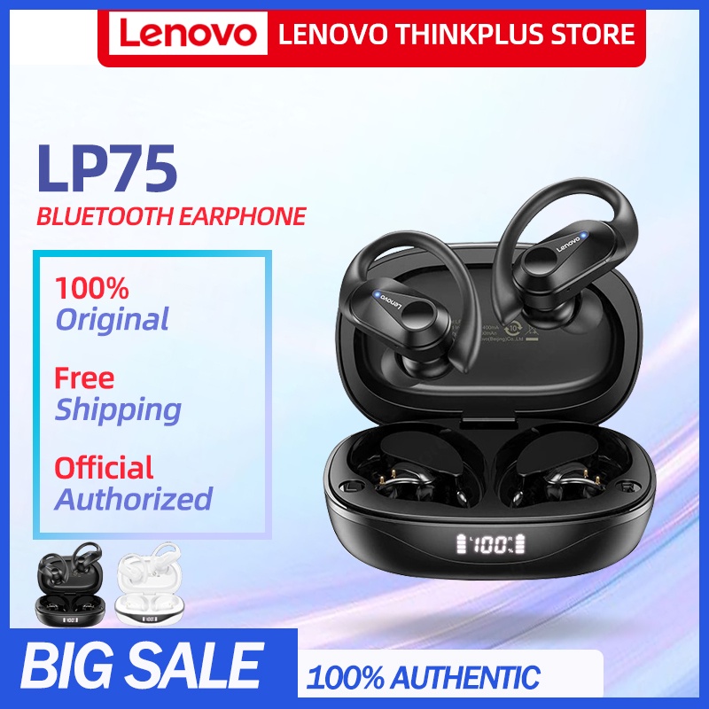 Tai nghe bluetooth Lenovo lp75 không dây âm thanh stereo hd không thấm nước giảm tiếng ồn 400mah bluetooth 5.3 thumbnail