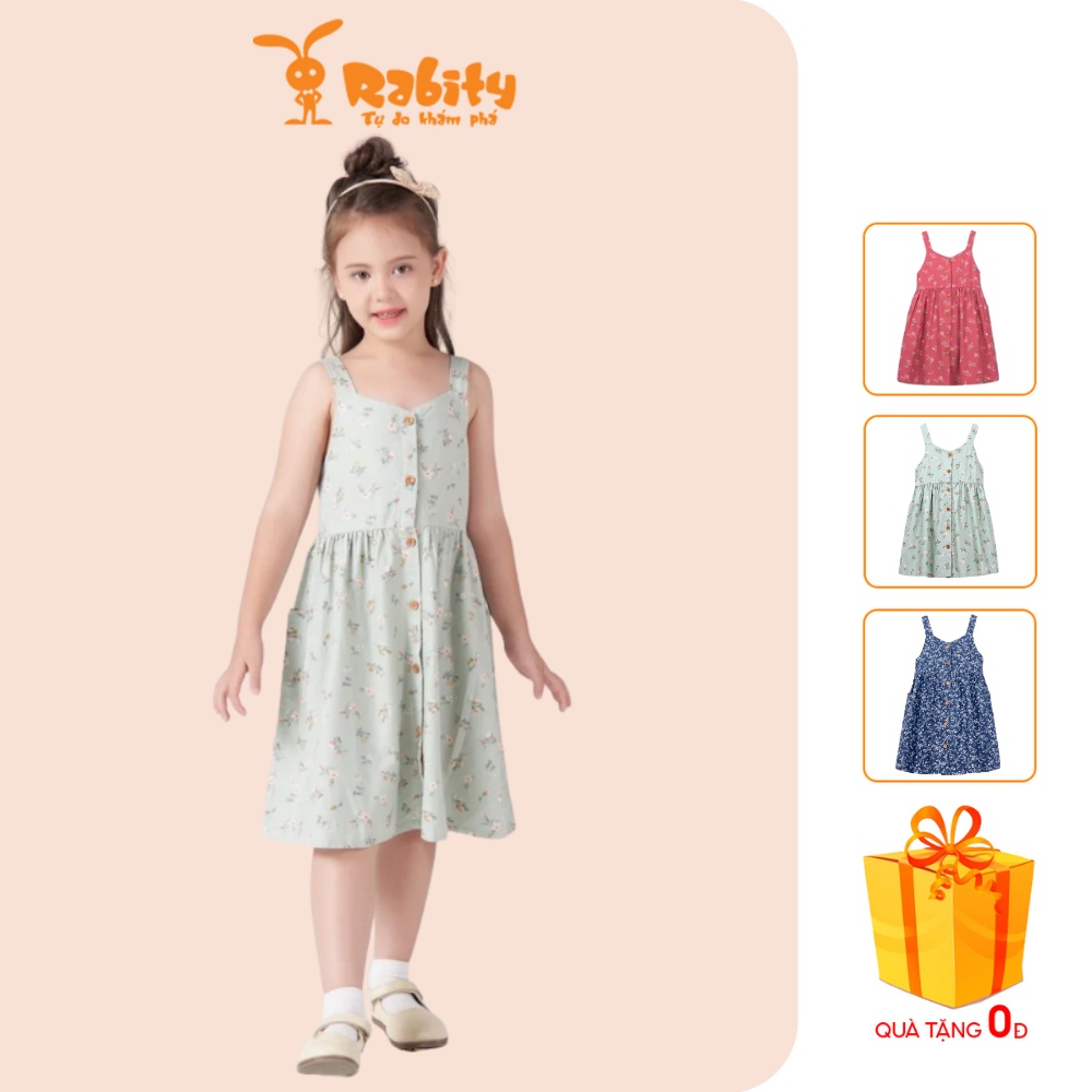 Đầm thô hoa hai dây bé gái Rabity chất cotton mềm nhẹ mặc mùa hè thoáng mát 92238