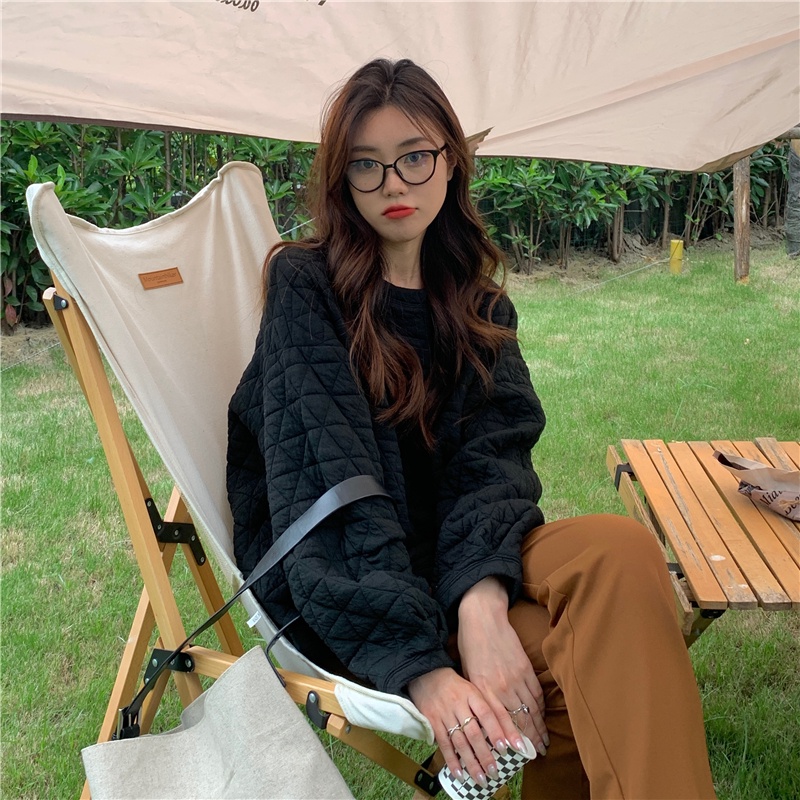 Áo Hoodie Dáng Rộng Tay Dài Đính Hạt Kim Cương Mới Dành Cho Nữ