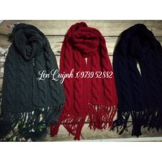 Khăn len đan tay cẩn thận từng mũi - Kiểu đan vặn thừng hoa rêu đẹp mắt