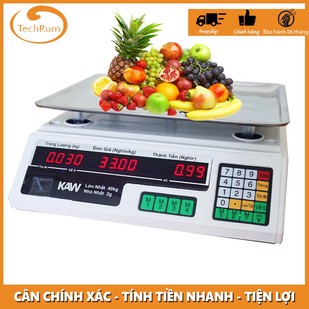 [BẢN TIẾNG VIỆT] Cân Điện Tử Tính Tiền 40Kg KAW, Cân Điện Tử Tính Tiền Giá Rẻ, Can Dien Tu, Cân Chính Xác, Màn Hình LCD