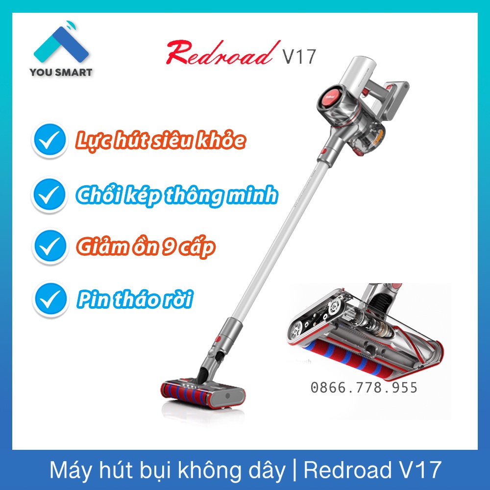 [Hỏa Tốc HN] Máy hút bụi không dây cầm tay Redroad V17 - Lực hút vô địch - Bảo hành 24 tháng