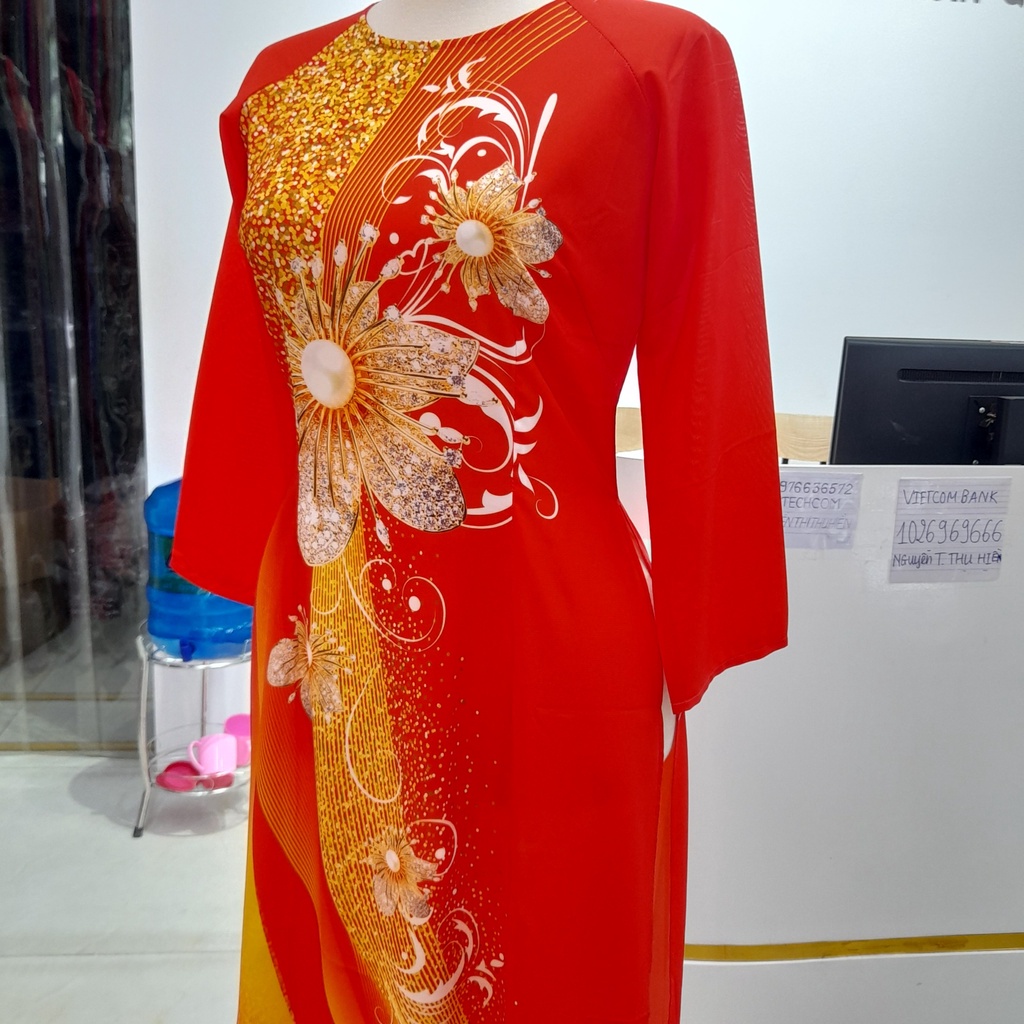 Áo Dài Đẹp 2022, Áo Dài Thiết Kế, In 3D- Mã D009