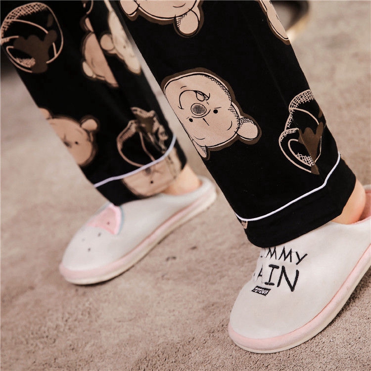 Bộ Đồ Ngủ Tay Dài Họa Tiết Gấu Dễ Thương